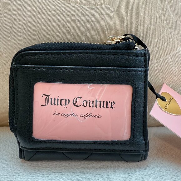 NWT Juicy Couture black Juicy Girls Only L-Zip Card Case wallet bag - Picture 2 of 6